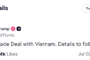 特朗普：已與越南達(dá)成貿(mào)易協(xié)議