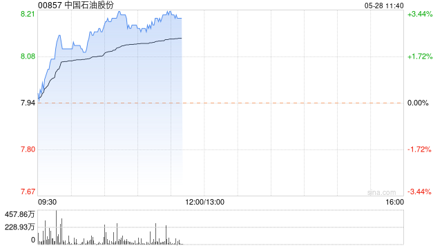 石油股早盤普遍上揚 中國石油漲超3%上海石化漲近2%