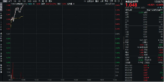 逆市漲超2%！有色龍頭ETF（159876）霸居全市場(chǎng)ETF漲幅榜前十！銅、鋁、黃金攜手狂飆，紫金礦業(yè)漲逾4%