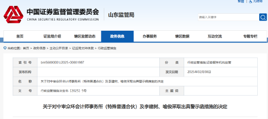 事涉園城黃金年報審計違規 中審眾環會計師事務所及兩名會計師被出具警示函