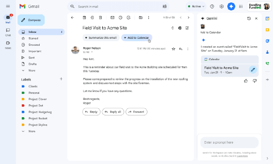 Gmail新增由Gemini驅(qū)動的“添加到日歷”按鈕