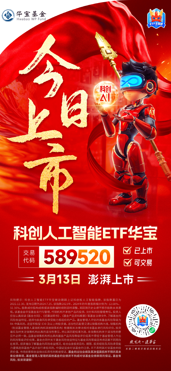 國產(chǎn)替代之光，科創(chuàng)自立自強！科創(chuàng)人工智能ETF華寶（589520）3月13日澎湃上市！