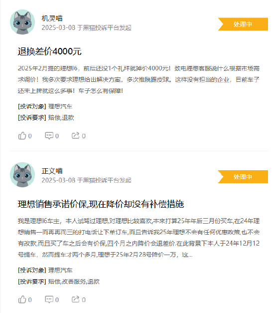 315在行動|理想汽車因降價遭投訴