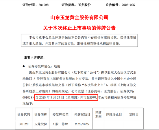 玉龍股份擬主動退市，自3月27日開市起停牌