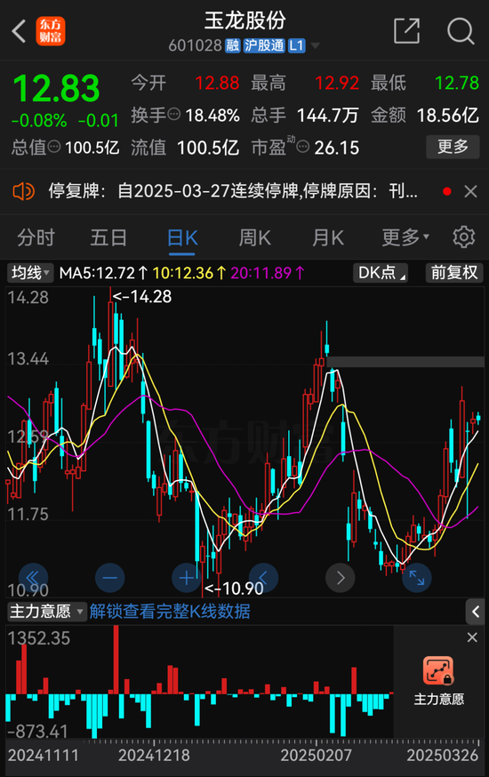 玉龍股份擬主動退市，自3月27日開市起停牌