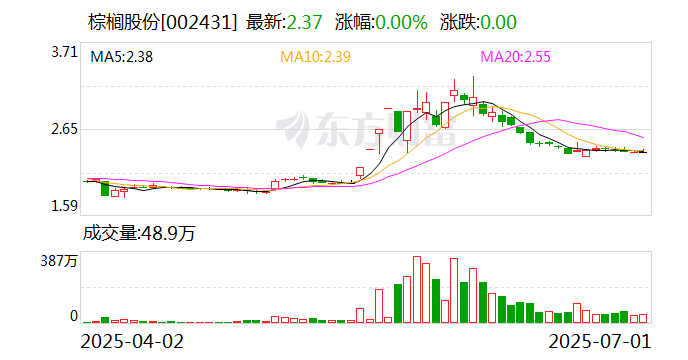 棕櫚股份：公司尚未開始實施本次股份回購